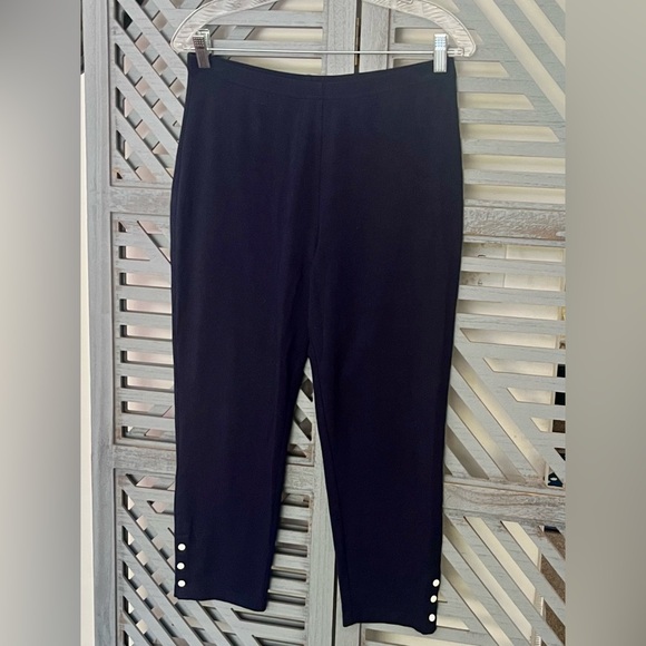 Susan Graver Weekend Reg. Premium Stretch Aire Slim-Leg Ankle Pants Navy & Brown - Picture 6 of 15